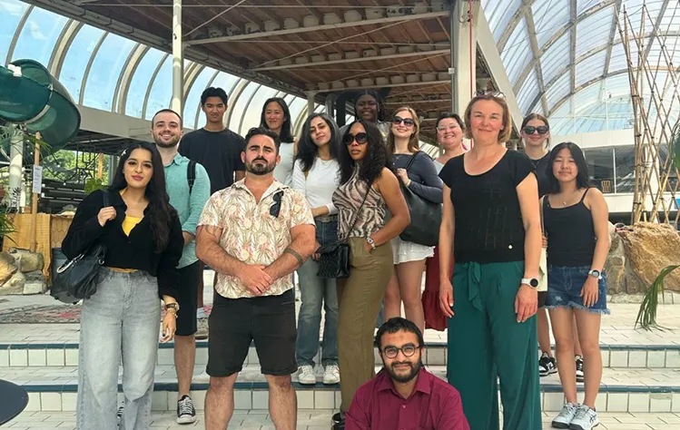 Webster Leiden students pose in front of BlueCity Rotterdam